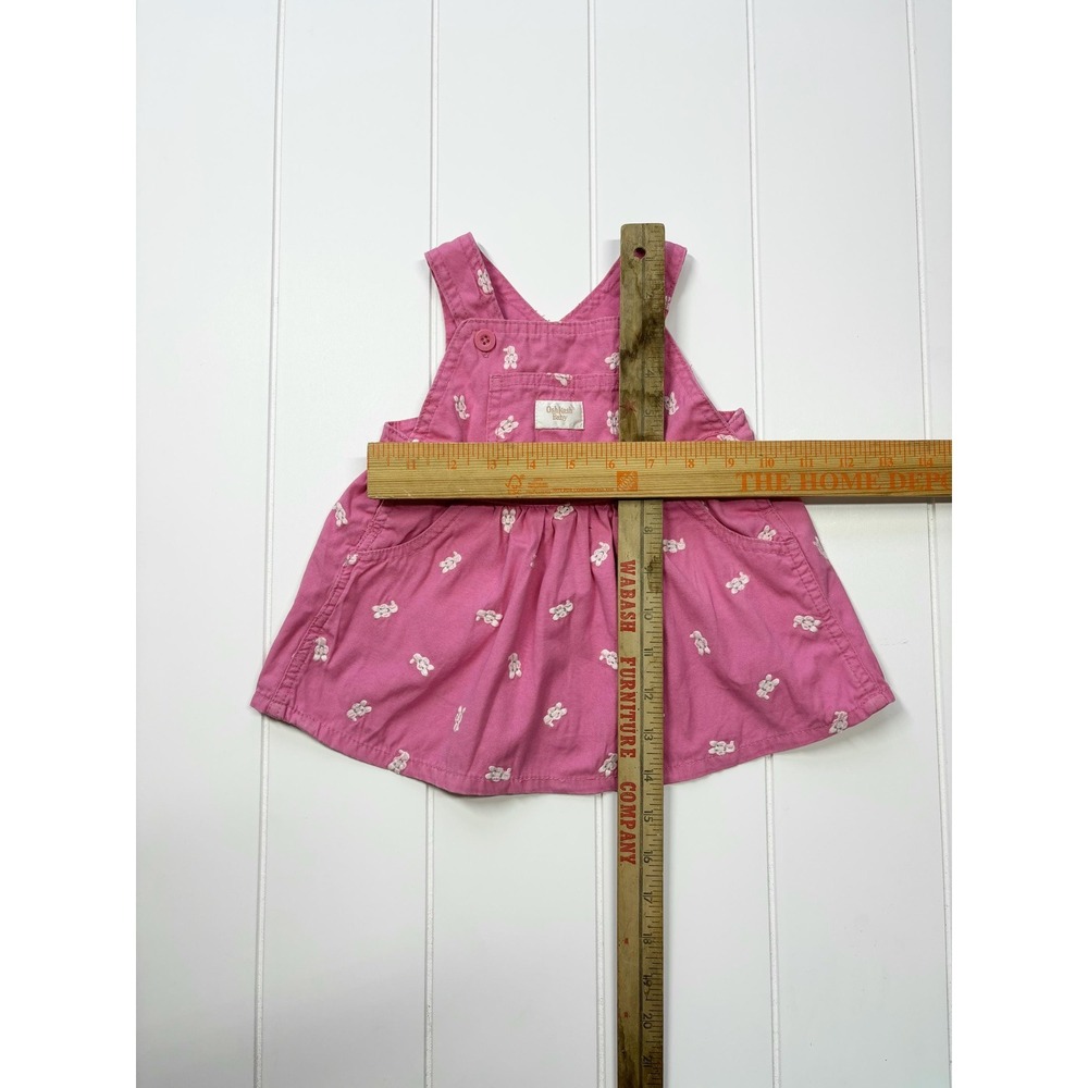 Vintage Oshkosh BGosh Pale Pink Bunny Rabbit Easter Overall Dress, Size 3-6 Mon - Picture 10 of 11